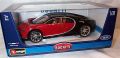 Bburago Bugatti Chiron Sports Red & Black Limited Edition with Chrome Alloy 1/18 Diecast Model Car. 