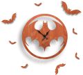 Batman Shape Wall Clock with Flying Bats around the 3D Wooden Wall Clock. 