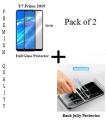 Huawei Y7 Prime 2019 Full Black 9D5D6D10D11D21D Tempered Glass Screen Protector Full Glue Edge To Edge + Back Matte Protector Soft Skin Sheet Soft Film Protection For Huawei Y7 Prime 2019. 