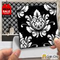 Gift City Presents Black and White Pattern Design Wall Decorative Self Adhesive Tile Stickers Multiple Quantity - 12x12 cm for Bathroom Kitchen Wallpaper Decoration. 