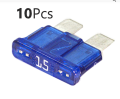10 Pcs 15 Ampere Blade Fuse Car Energy Control Anti Shortage For Auto Accessories. 
