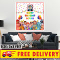 Happy Birthday Party Customized Backdrop Cocomelon Theme Printed On Panaflex Size 3x3 Feet. 
