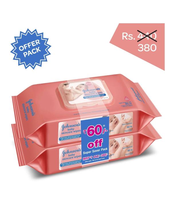 Pack of 2 JohnsonsBaby Baby Wipes (SPECIAL DISCOUNT OFFER)