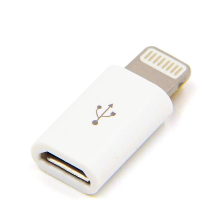 Android Micro Usb To Iphone Lightning Charging Converter Usb Adapter , jack , connector , charger , cable ,pin ,iOS , Apple White high quality