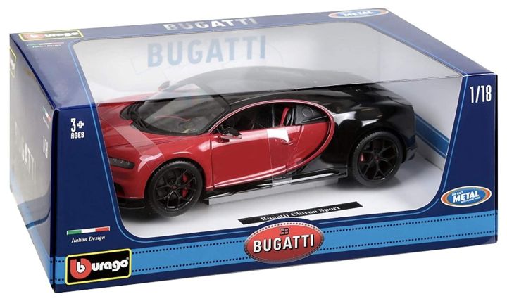 Bburago%20Bugatti%20Chiron%20Sports%20Red%20&%20Black%20Limited%20Edition%20with%20Chrome%20Alloy%201/18%20Diecast%20Model%20Car%20-%20Image%203