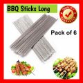 BBQ Flat Sticks Pack of 6 Charcoal Coal Barbecue Grill Barbeque Stainless Steel polish Grill Coal Grill Bar.B.Q Hand Grill EID UL ADHA Bar B Q Tandoori Seekh Kabab Hand Grill Liner Coal  Angethi Angethe Tikka Seekh  Bar B Q Grill Flat Sticks Rod Needle. 