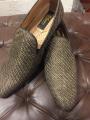Brown jute shoes. 