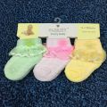 Pack of 3 Baby Frilly Socks for Girl - Cotton - Multicolour for New Born to 12 Months Babies. 