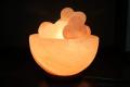 Himalayan Salt Lamp Big Bowl Shape With Heart shape Salt Chunks And Wooden Base. 