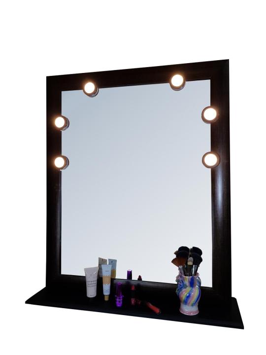 Makeup Mirror LED Dark Brown Frame (Desktop)