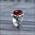 RED Stainless Steel Turkish Silver Fashion Stone Ring For Men. 