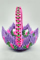 Hand Made 3D Origami Flowers Basket. 