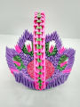Hand Made 3D Origami Flowers Basket. 
