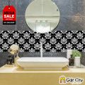 Gift City Presents Black and White Pattern Design Wall Decorative Self Adhesive Tile Stickers Multiple Quantity - 12x12 cm for Bathroom Kitchen Wallpaper Decoration. 