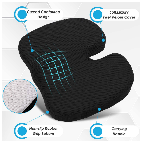 Travel Seat Back Care Cushion - Pain Relief - Coccyx Premium Cushion
