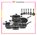 Non Stick Cookware 16 pcs gift Set smart 16 pcs King Cook cooking set - 16 Pcs - Grey & Black. 