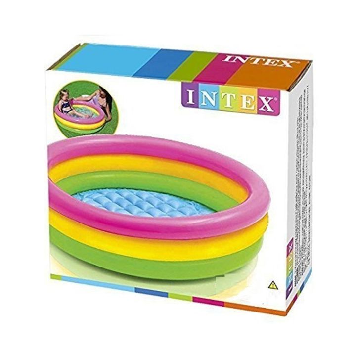 Intex_ (45 x 10 Inches Sunset pool) approx 4 x 1 foot Swimming Pool + With Intex_ Pump Under the Trees Snapset kids Plastic Swimming Pool Square