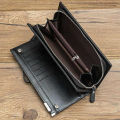 High Quality Long Wallet For Men - Mobile Wallet - Genuine PU Leather Wallet - Space Saving Wallets - Gift For Loved One - Slim & Stylish - Multiple Pockets For Cash Money Card Documents Mobile Phone - Buckle Zipper Wallets - Travel Purse Wallet For Boys. 