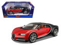 Bburago Bugatti Chiron Sports Red & Black Limited Edition with Chrome Alloy 1/18 Diecast Model Car. 