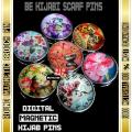 1 Pair Round Digital Magnetic Hijab Pin Women's Brooch Clasp Scarf Abaya Muslim Fashion Shawl Scarf Pins. 