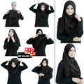 Black Color Soft Stitched Instant Hijab Scarf Stoles For Daily Wear Women. 