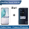 Pack of 2 - OnePlus Nord N10 5G Tempered Glass Screen Protector 2.5D Polish Glass + Back Camera Glass Lens Protector For N10 - Transparent. 