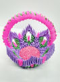 Hand Made 3D Origami Flowers Basket. 