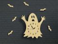 Ghost Wall Clock with Flying Bats Around, 3D Laser Cut Ghost Wall Clock for Kids. 
