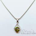 Zircon Stone Heart Green Locket Pendant Necklace For Women Girls Silver Jewelry with Box. 