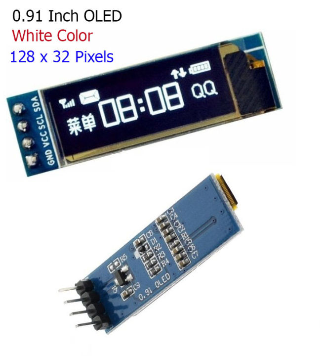 0.91%20Inch%2012832%20128x32%20IIC%20I2C%20White%20OLED%20LCD%20Display%20Module%20SSD1306%20Driver%20IC%20DC%203.3V%205V%20For%20Arduino%20PIC%20DIY%20Module%20-%20Image%203
