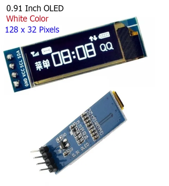 0.91%20Inch%2012832%20128x32%20IIC%20I2C%20White%20OLED%20LCD%20Display%20Module%20SSD1306%20Driver%20IC%20DC%203.3V%205V%20For%20Arduino%20PIC%20DIY%20Module%20-%20Image%203