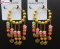New Fashion Velvet Plush Balls Design Gold Plated Baliyan Earrings for Parties or Events. 