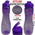 Sports Water Bottle With Filter High Quality Transparent Clear Plastic Flip Drinking Bottles 1 Litre Multi-Purpose For Outdoor - Hiking - Camping - Traveling - School - College - University - Office - Gym , 101% Pure Clear Plastic Smart Bottle Easy Grip. 