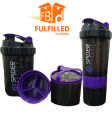 3-in-1 Spider  Protein Shaker Bottle Sports Gym Water Bottle Multi-Purpose Shaker with Extra Supplement and Pill Capsule Storage BPA Free Plastic Easy Grip Leak Proof-500ml. 