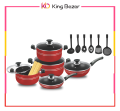 Non Stick Cookware 16 pcs gift Set smart 16 pcs King Cook cooking set - 16 Pcs - Grey & Black. 