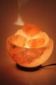 Himalayan Salt Lamp Big Bowl Shape With Heart shape Salt Chunks And Wooden Base. 