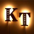 Personalized LED Wall Lamp 26 A-Z Letters Alphabet with Custom Name Wood Nightlights for Children Kids Baby Bedroom Home Decor Wooden Customized Decorative Lamp LED Night Light Lamp-Birthday & Anniversary Gift LAMP. 