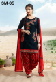 Women's Chiffon Embroidered 3Pc Shalwar Kameez Navy Blue SM-05. 