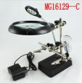 MG16129-C Welding Magnifying Glass 5 LED Auxiliary Clip Magnifier 3 In1 Hand Soldering Solder Iron Stand Holder Station - Soldering Helping Hand - Soldering Stand / Color-Black. 