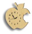 Apple Shape Wooden Wall Clock, Kitchen Wall Clock, Eating Apple Wall Clock,. 