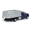 Die-cast 1:64 GreenLight WORK SERIES BLUE 2018 RAM 3500 STAKEBED TRUCK Dually NIP. 