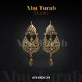 Abu Turab Studio - Elegant Bridal Copper Jhumka Earrings with Big Copper Hanging Pearl for Ladies  Modern Designer Earrings. 