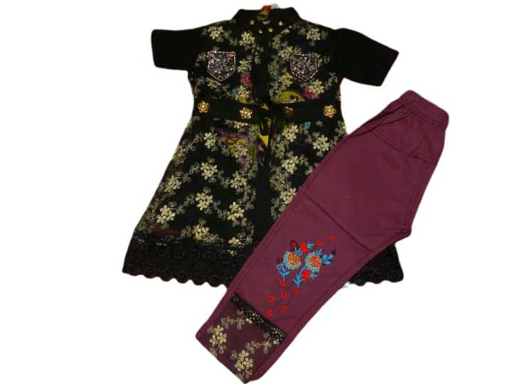 summer 3 piece gown style baby girl suit for 1 to 4 year (Eid Special)