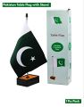 Pakistan Table Flag With Wooden Stand For Executive Office. 