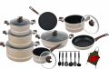 Domestic Nonstick Jumbo Gift Set – 21 Pieces Marble Coated Cookware Set. 