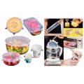 Silicone Super Stretch Lids Seals - Reusable Food Covers - Fit for Various Sizes n Shapes of Containers Bowls - Air Tight Leak Proof Stretchable Transparent 6 pcs Pack. 