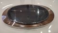 Sizzler plate with Wooden Base 31 cm x 18 cm | Wooden Sizzler Plate | Steak Sizzle | Non Stick Sizzling Platter. 
