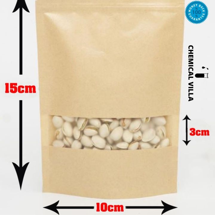 10x15 cm 25 pcs/ Brown kraft paper stand up pouch, stand up paper bags with window and zipper Packaging material, packaging bag