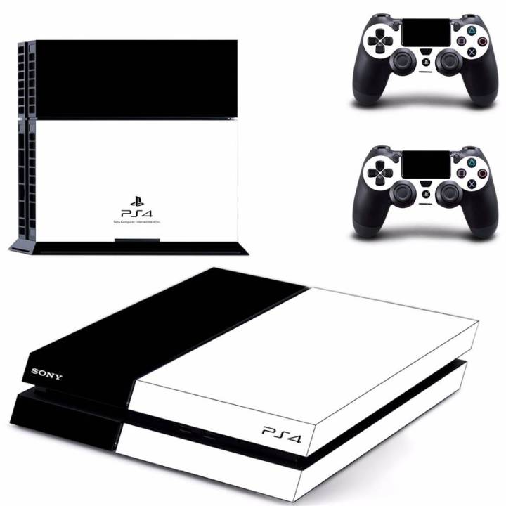 ps4%20fat%20skin%20(black%20and%20white)%20with%202%20controller%20skin%20-%20Image%202