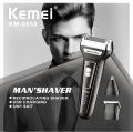 Kemei 3 in 1 Professional Shaving Machine Rechargeable Hair Clipper Trimmer & Shaver - Blue - KM 6333. 